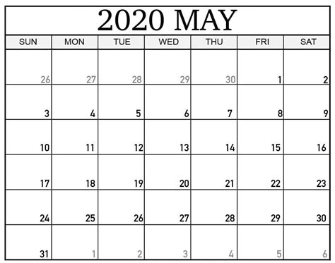 Fillable May 2020 Calendar Editable Printable Notes To Do List