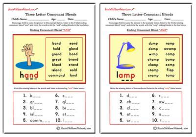 Three Letter Blends - Ending Consonant Blends - Aussie Childcare Network