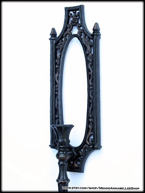 Gothic Wall Sconce Candle Holder Black And Copper Filigree Etsy