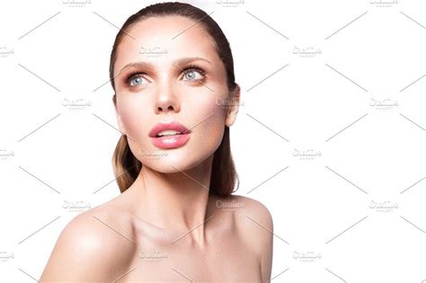 Beauty Portrait Of Model With Natural Makeup Featuring Background