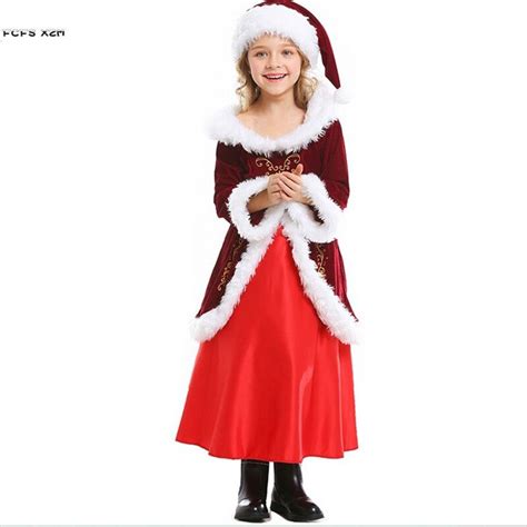 S Xl Girls Halloween Santa Claus Costumes For Kids Children Christmas