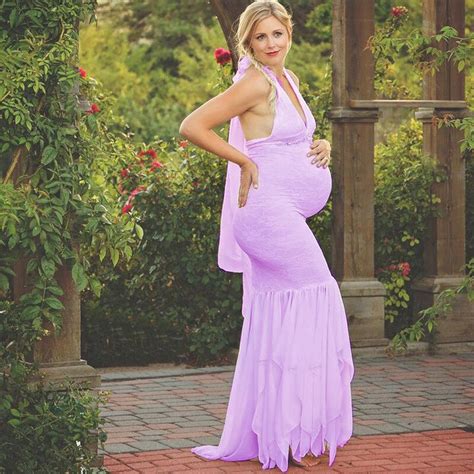 2022 New Women Maternity Sexy Halter Dresses Photo Shoot Lace Chiffon Pregnant Woman Clothes