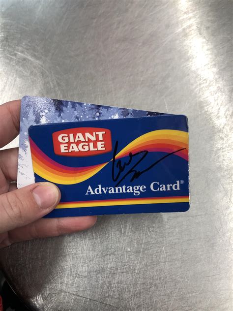 • giant eagle advantage card: When Gus visited Pittsburgh I had him sign my Giant Eagle Advantage Card and it makes me giggle ...