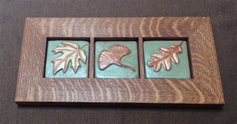 Framed 3 Inch Craftsman Tiles Maple Oak And Gingko Leaves Etsy In