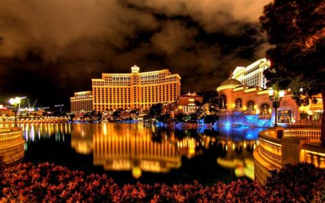 Cityscape Hotels Reflection Lights Las Vegas Hd Wallpapers