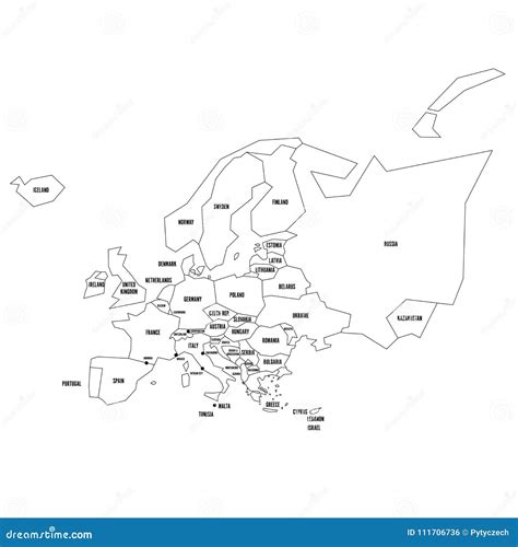 Mapa Pol Tico De Europa Esbo O Preto Fino Simplificado Do Wireframe Com