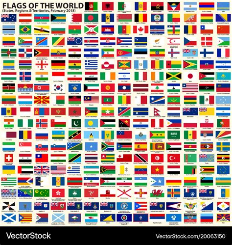 Flags Of Sovereign States Regions And Territories Vector Image