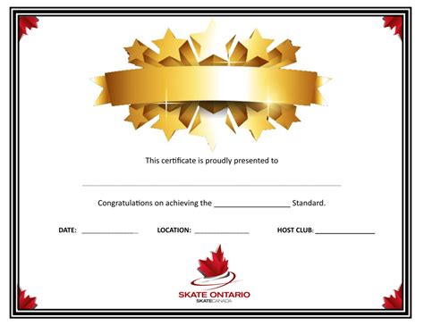 Certificate Of Achievement With Stars Template Skate Ontario Download