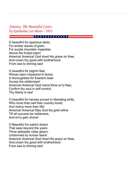 America The Beautiful Lyrics