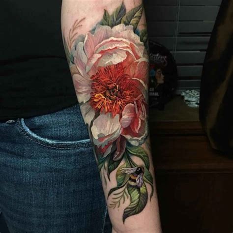 You can have just a single flower or a chain of flowers, or you can. Single Bee Flower Tattoo | Best Tattoo Ideas Gallery