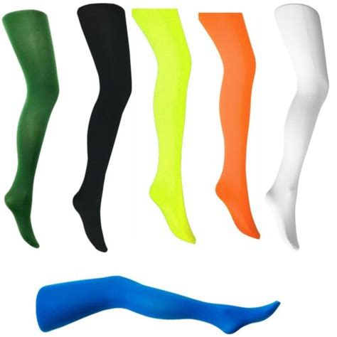 Ladies Denier Opaque Tights Womens Footed Neon Colours Fancy Dress