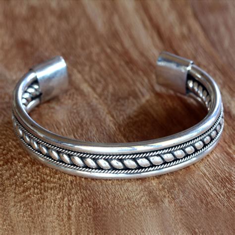 Unicef Market Modern Sterling Silver Cuff Bracelet Handcrafted In