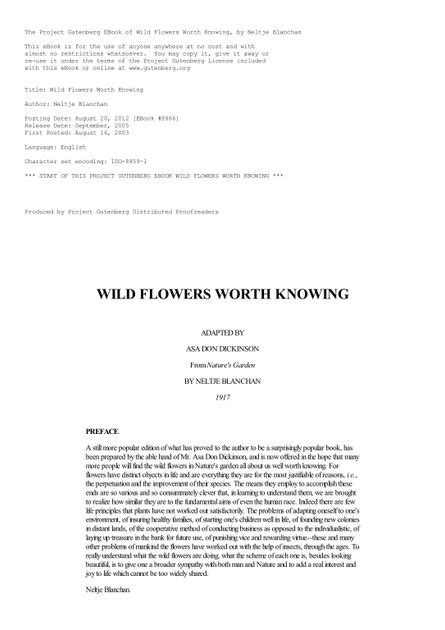 Wild Flowers Worth Knowing By Neltje Blanchan Et Al Pdf