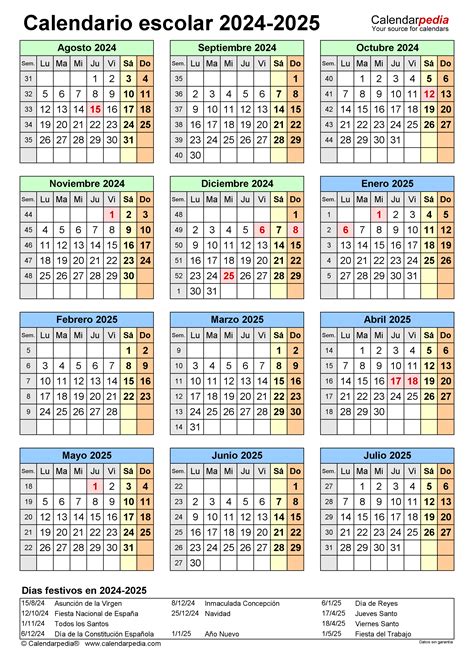 Calendario Escolar En Word Excel Y PDF