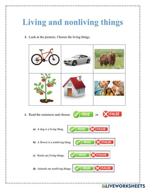 The Worksheet For Living And Nonliving Things Is Shown In This Image