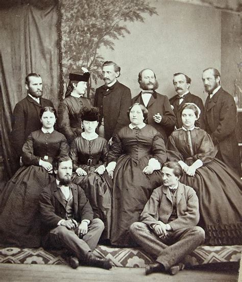 Waistlines rose through the period for both men and women. unknown group, England. 1860s. | Historical Things | Pinterest