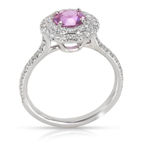 Pink diamond engagement rings are among the rarest and most sought after. Tiffany and Co. Pink Soleste Sapphire Diamond Engagement Ring in Platinum 0.36Ct For Sale at 1stdibs