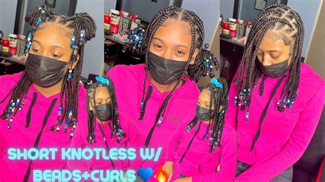 how to knotless braids with beads tutorial youtube