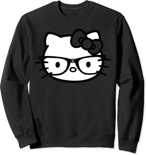 hello kitty black and white nerd glasses sweatshirt clothing shoes and jewelry