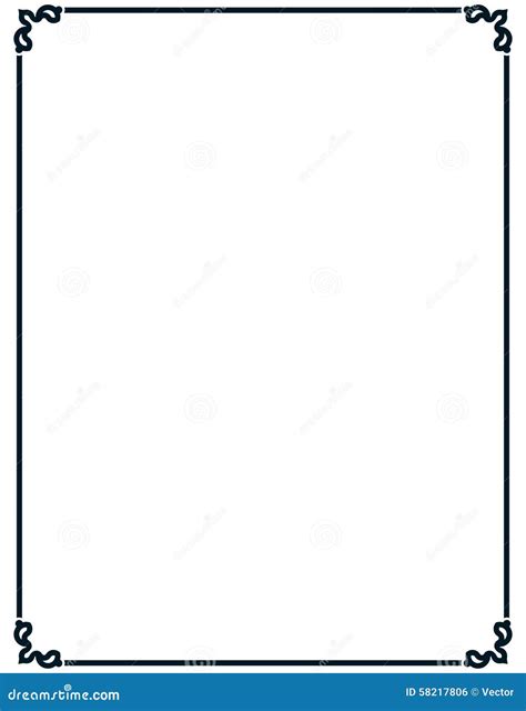 Simple Vector Line Border Frame Isolated Illustration Stock Vector