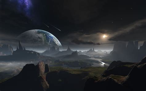 Outer Space Planets Earth Fantasy Art Science Fiction