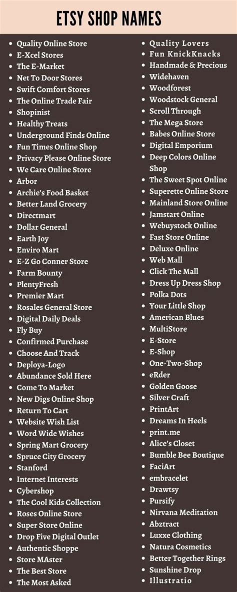 Etsy Shop Names 200 Cute Shop Names For Etsy