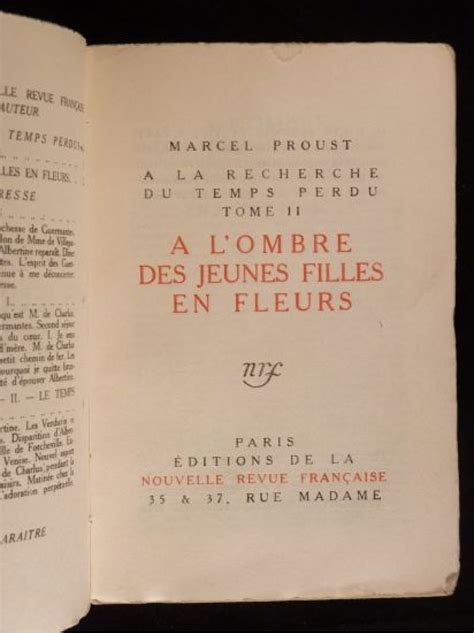 Proust A Lombre Des Jeunes Filles En Fleurs Edition Originale Edition