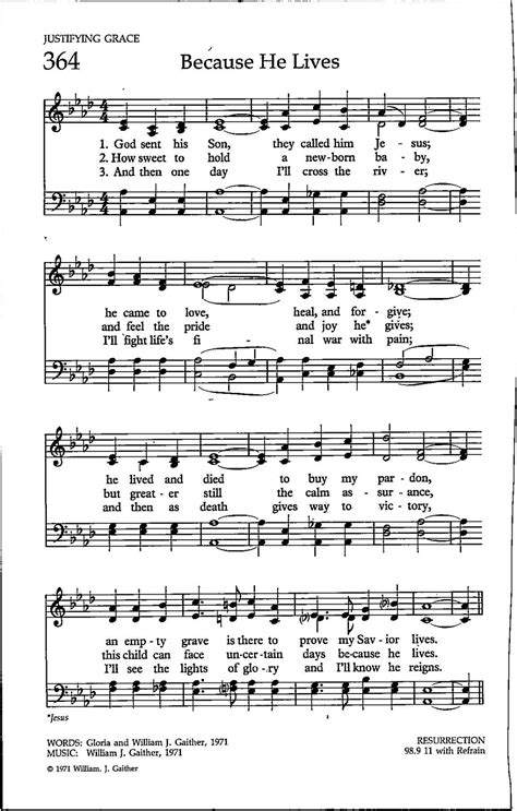 Because He Lives By Gaither Digital Hymn Sheet Music Etsy