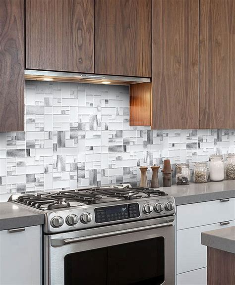 White Glass Metal Modern Backsplash Tile For Contemporary