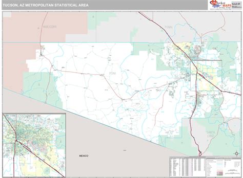 Tucson Az Metro Area Zip Code Wall Map Premium Style By