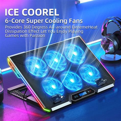 Ice Coorel Cooling Pad Cooler Pad Laptop Gaming 6 Fan