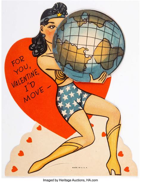 wonder woman vintage valentine s day card dc 1940s lot 15684