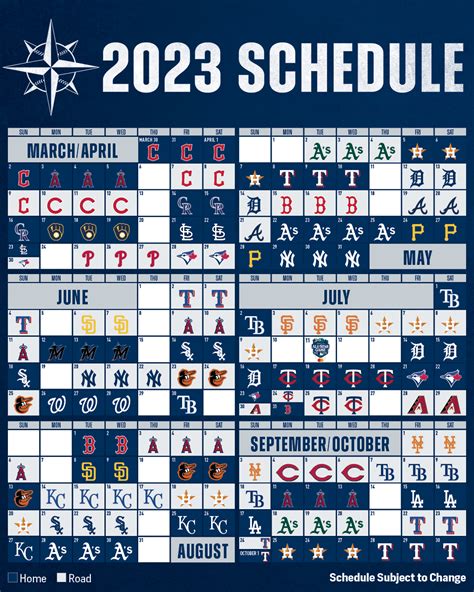 Seattle Mariners Calendar Schedule 2023 Printable Year Calendar - IMAGESEE