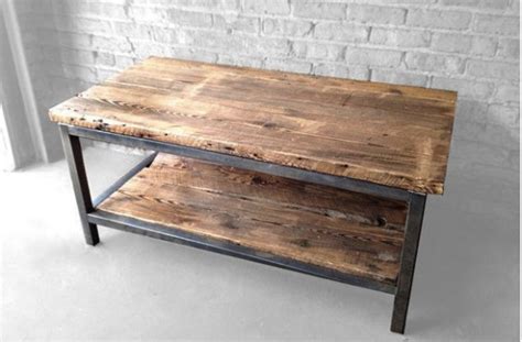 Reclaimed Wood And Metal Coffee Table Oversized Coffee Table Etsy