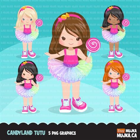 Candy Land Tutu Clipart For Girls Lollipop Rainbow Tutu Etsy