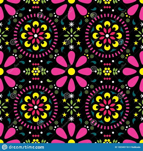 Explore novica's mexican jewelry gallery. Mexican Floral Vector Seamless Pattern, Traditional Folk ...