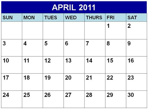 Calendar April 2011 Printable Printable Word Searches