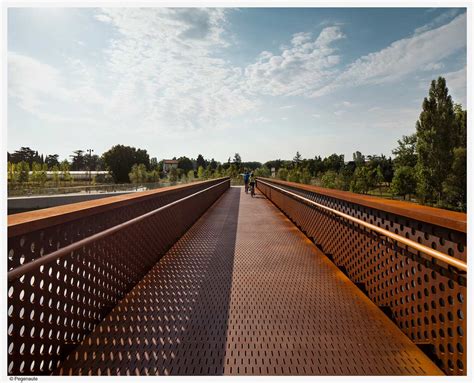 Concrete Corten Bridge Over Rio Arga Aranzadi Park Landscape Architecture Platform Landezine