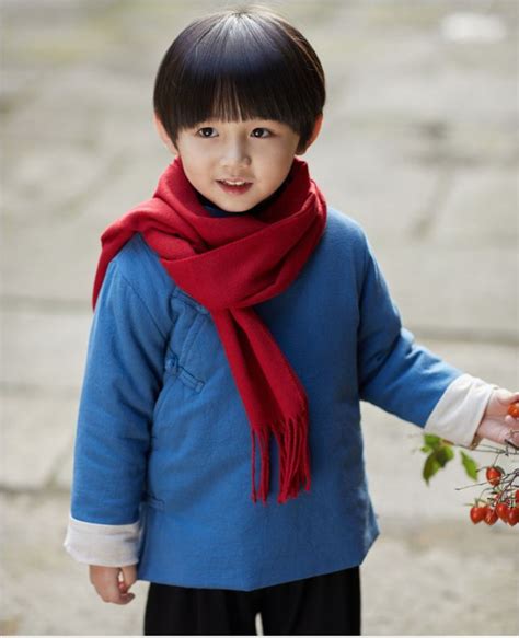 Traditional Chinese Long Sleeve Tang Padded Clothing For Boys