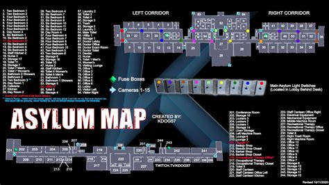 Phasmophobia カメラの位置、部屋の名前、番号が記載された亡命マップ