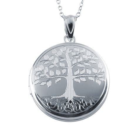 Tree Of Life Locket Pendant Sterling Silver Photo Charm Silver 20mm