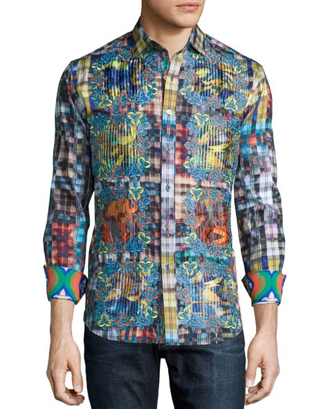 Robert Graham Limited Edition Plaid Sport Shirt With Embroidery Multi