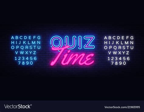 Quiz Time Neon Sign Quiz Pub Design Royalty Free Vector
