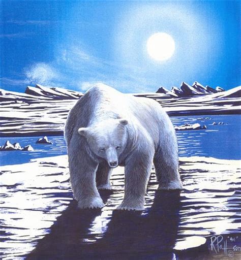 Moonlight Polar Bear Painting By Bob Patterson