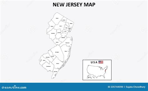 New Jersey Map State And District Map Of New Jersey Stock Vector