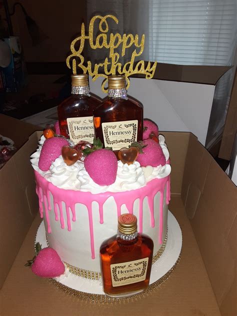 Pink Hennessy Birthday Cake Hennessy Cake Cake Birthday Cake For Him