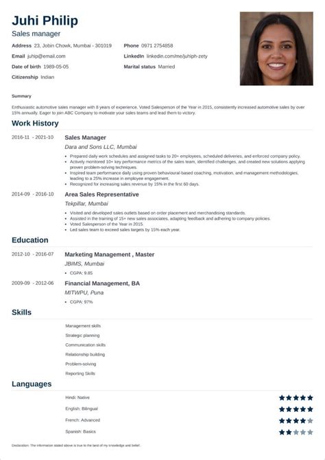 Incredible Collection Resume Format Images In Stunning K