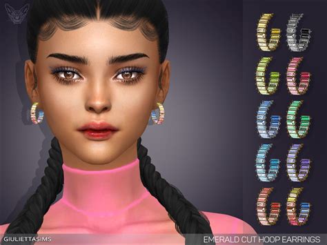 Emerald Cut Hoop Earrings By Feyona At Tsr Sims 4 Updates