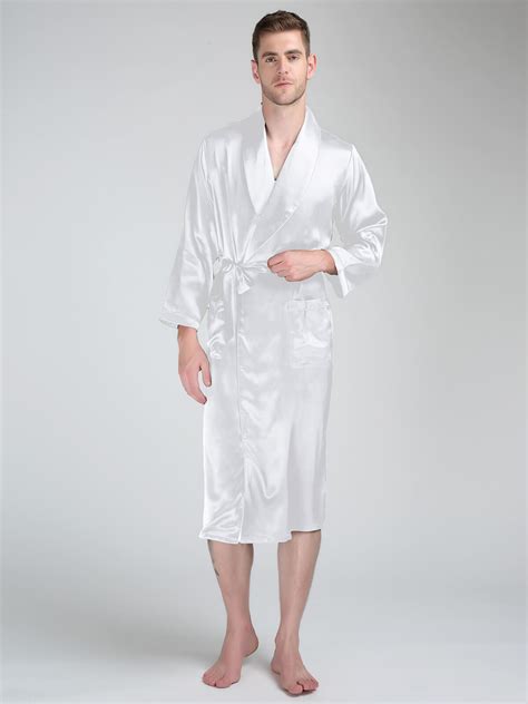 22 Momme Lapel Collar Long Silk Robe For Men Fs040 19900