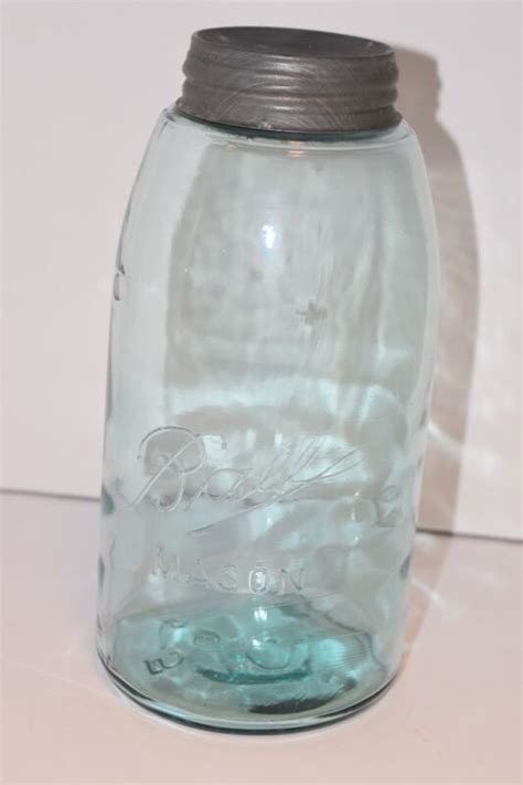 Vintage Ball Mason 12 Gallon Canning Jar Zinc Lid Blue Tint Ebay